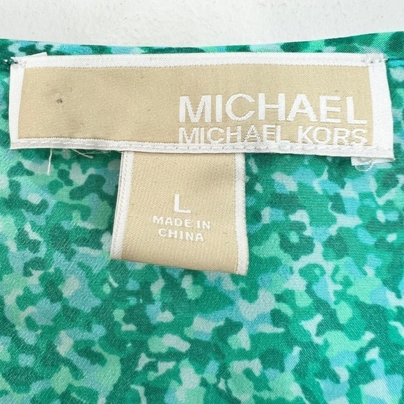 MICHAEL Michael Kors green print sleeveless zip front top L - Picture 9 of 10